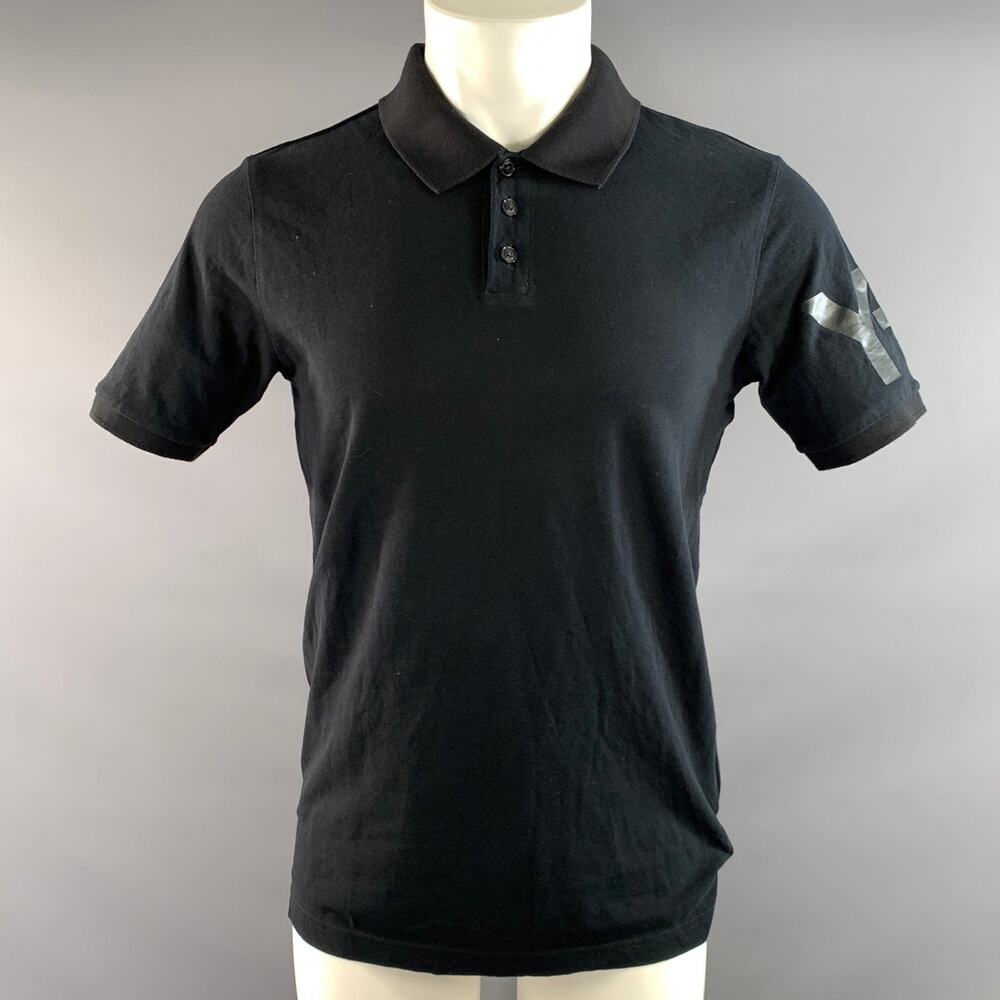 Y-3 Size M Black Patchwork Cotton Spread Collar Polo